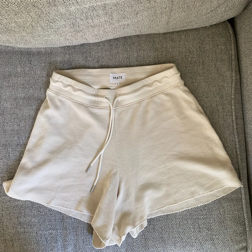 MATE the Label Cream Ribbed Drawstring Shorts - Picture 8 of 13